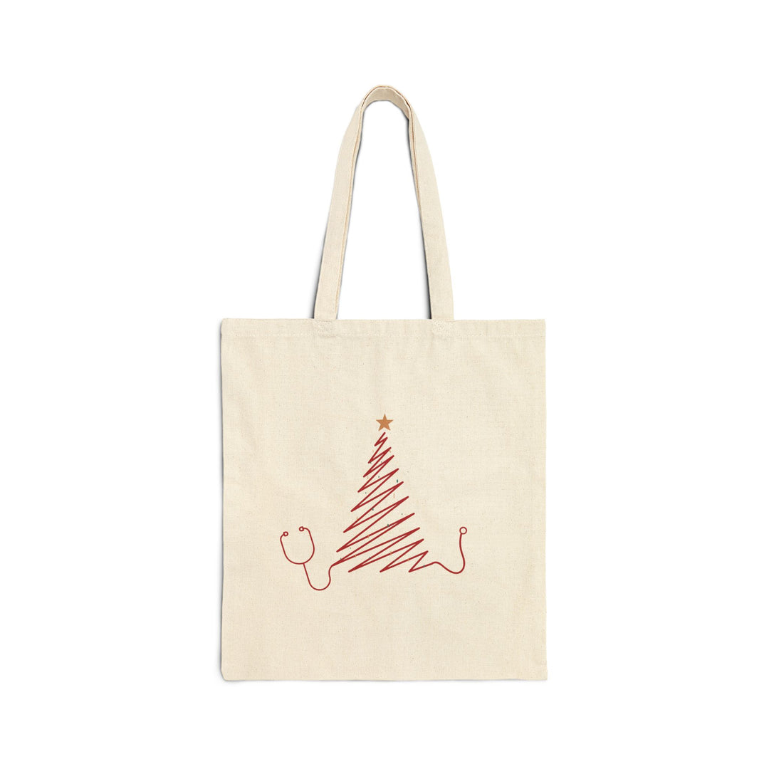Stethoscope Christmas Tree Cotton Canvas Tote Bag