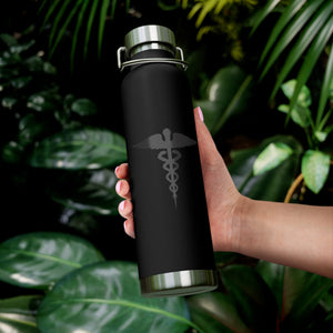 Black Caduceus Copper Vacuum Insulated Bottle, 22oz - MedTheories