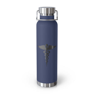 Black Caduceus Copper Vacuum Insulated Bottle, 22oz - MedTheories