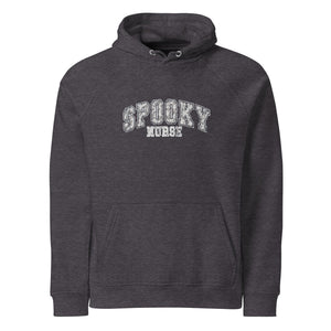 Collegiate Spooky Nurse Unisex Eco Raglan Hoodie - MedTheories