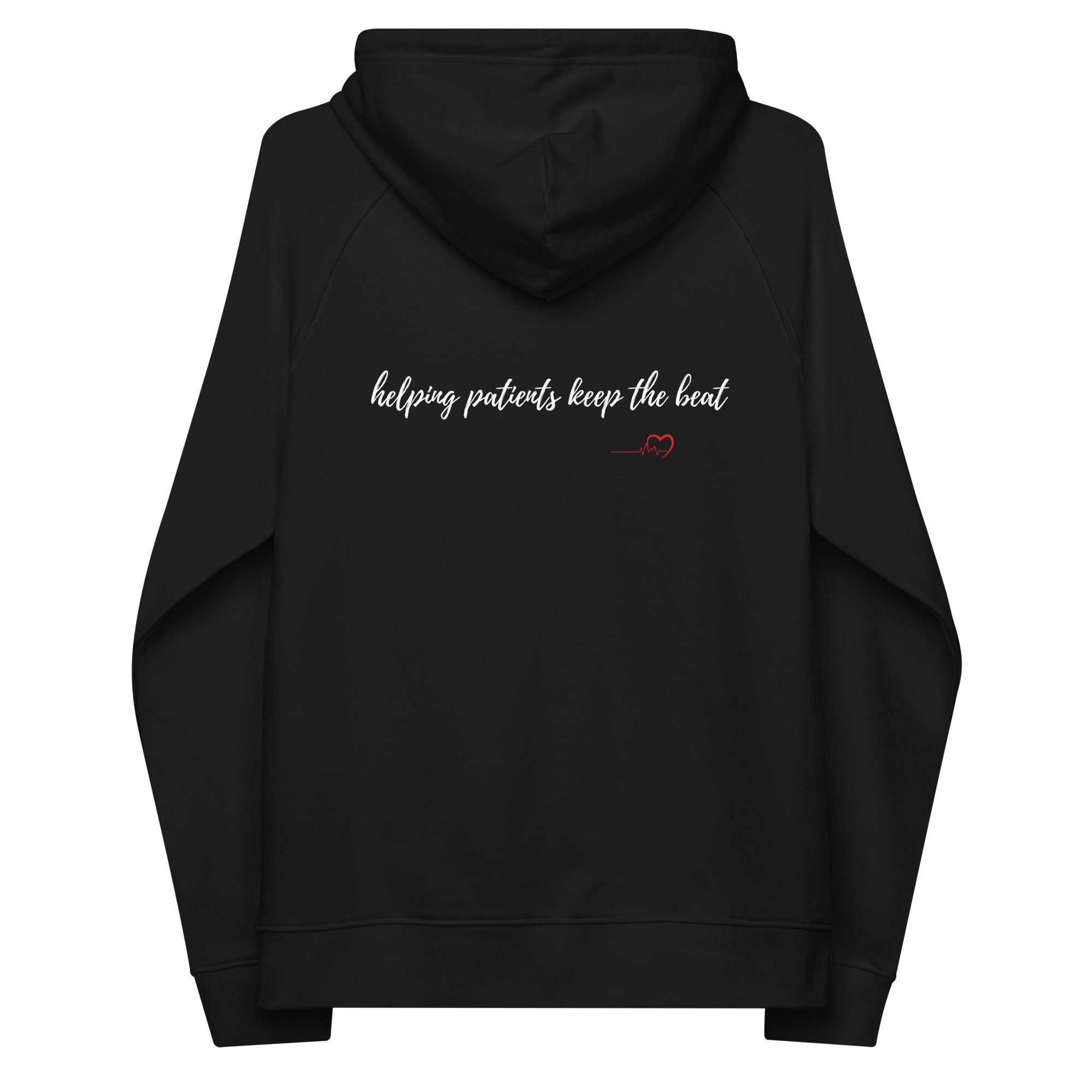 Double Sided Cardiology Keeping The Beat Unisex Eco Raglan Hoodie - MedTheories