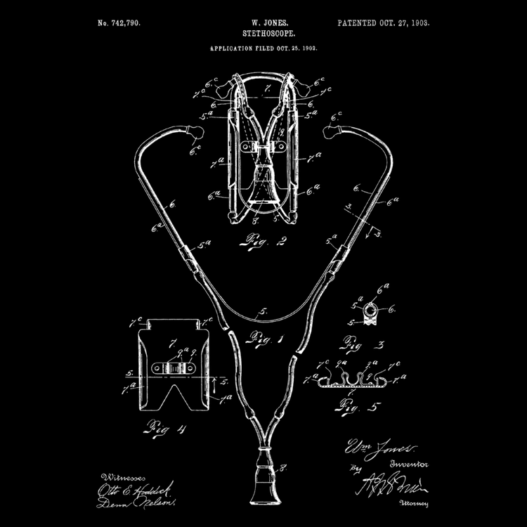 Double Sided Stethoscope 1903 Vintage Patent Unisex Eco Raglan Hoodie - MedTheories