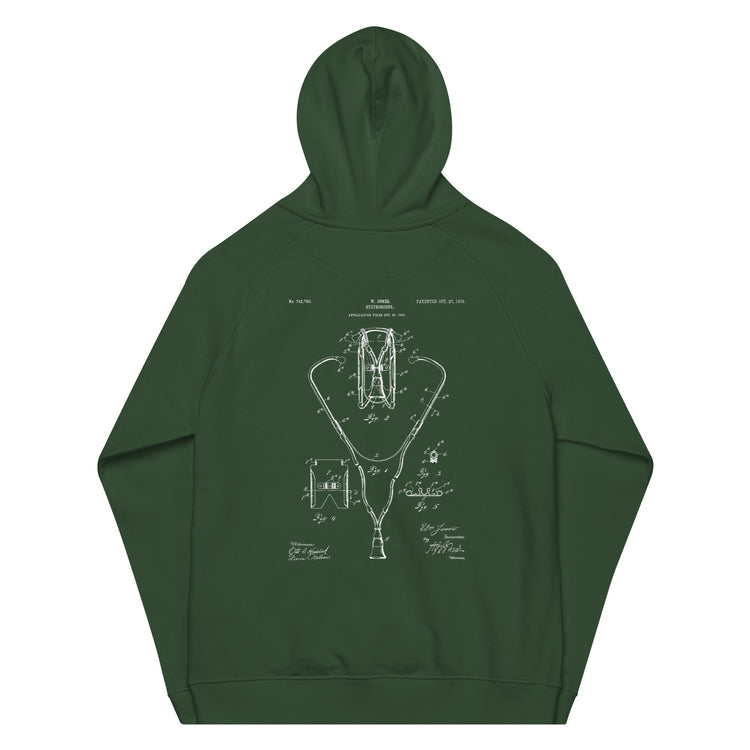 Double Sided Stethoscope 1903 Vintage Patent Unisex Eco Raglan Hoodie - MedTheories
