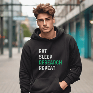 Eat Sleep Research Repeat Unisex Eco Raglan Hoodie - MedTheories