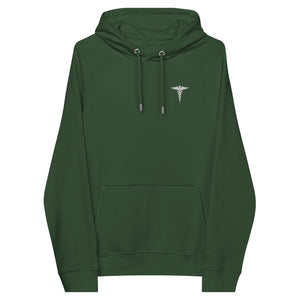 Embroidered Caduceus Unisex Eco Raglan Hoodie - MedTheories