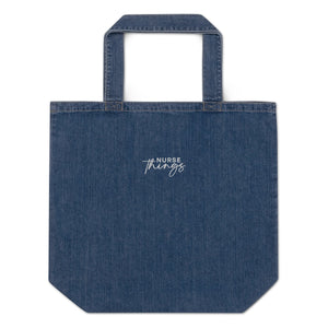 Embroidered Nurse Things Organic Denim Tote Bag - MedTheories