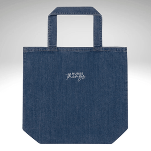 Embroidered Nurse Things Organic Denim Tote Bag - MedTheories