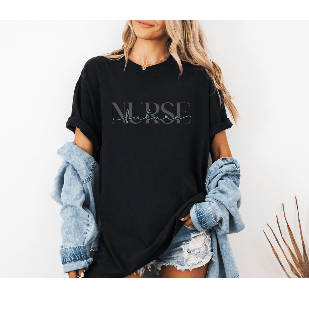 Future Nurse Cursive Unisex Garment - Dyed Heavyweight T - Shirt - MedTheories
