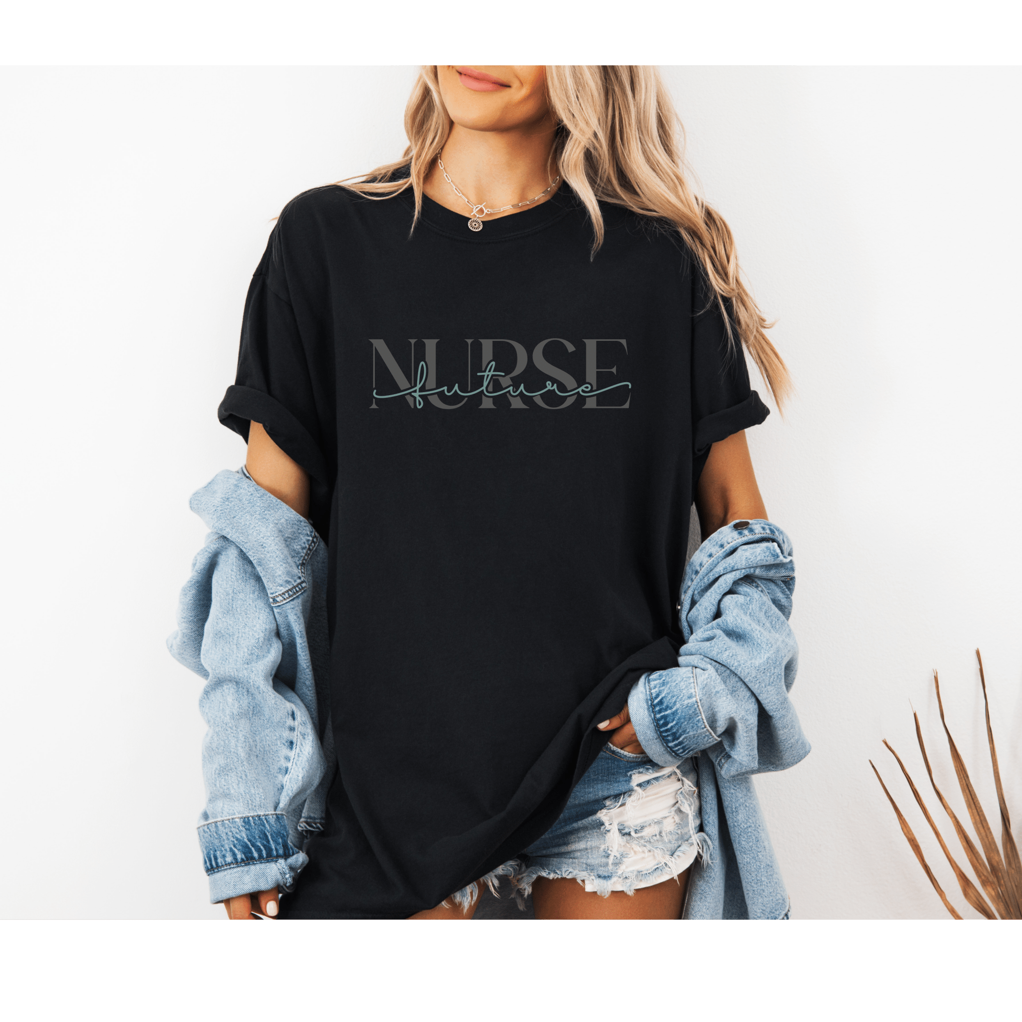 Future Nurse Cursive Unisex Garment - Dyed Heavyweight T - Shirt - MedTheories