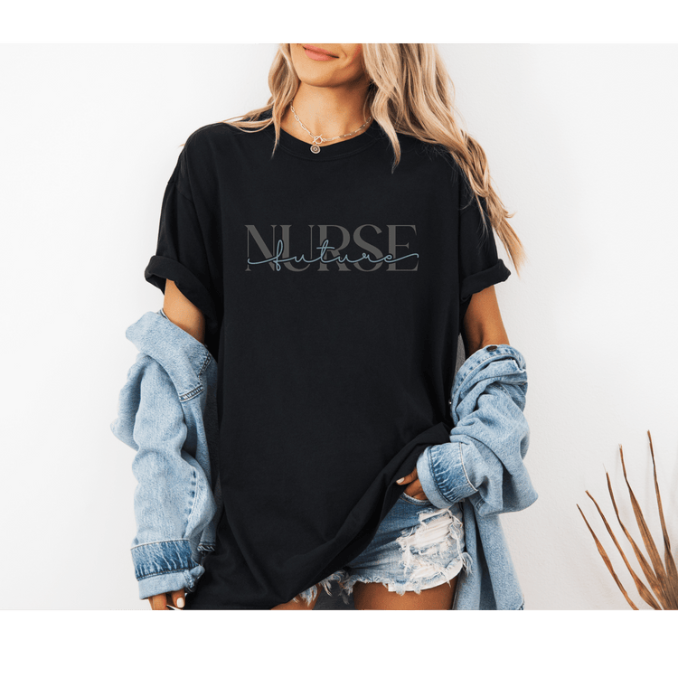 Future Nurse Cursive Unisex Garment - Dyed Heavyweight T - Shirt - MedTheories