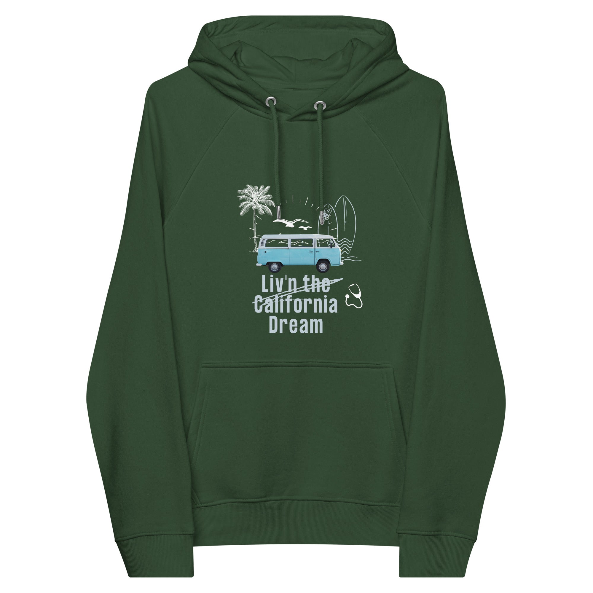 Liv'n The California Dream Unisex Eco Raglan Hoodie - MedTheories