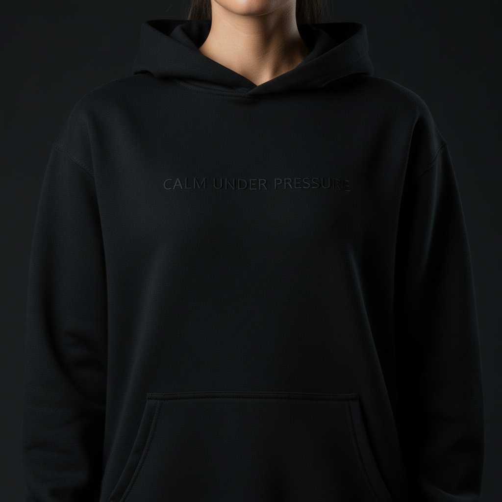 Calm Under Pressure — Embroidered Hoodie | Noir Collection