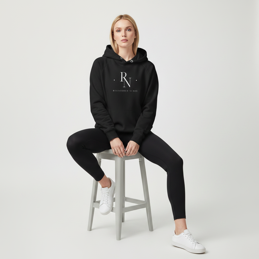 Registered Nurse Merged Initials Unisex Eco Raglan Hoodie