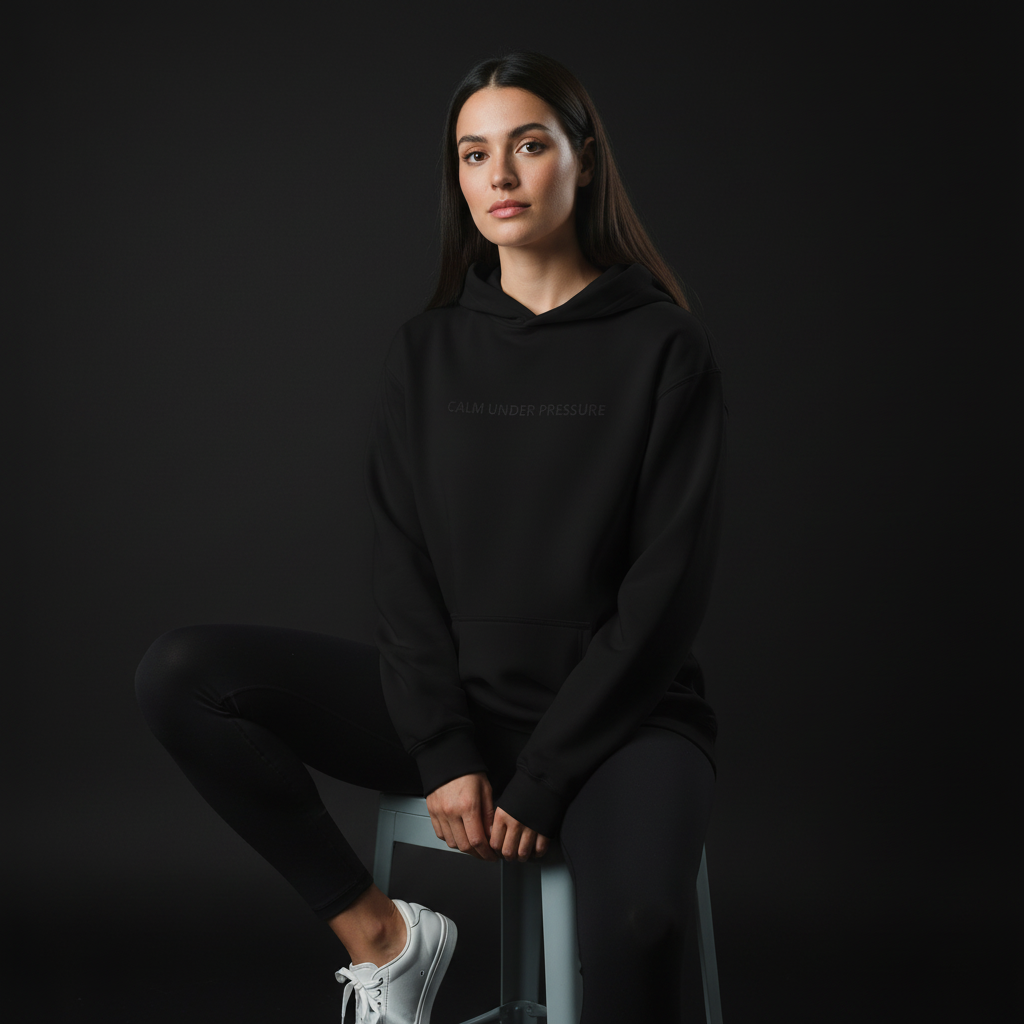 Calm Under Pressure — Embroidered Hoodie | Noir Collection