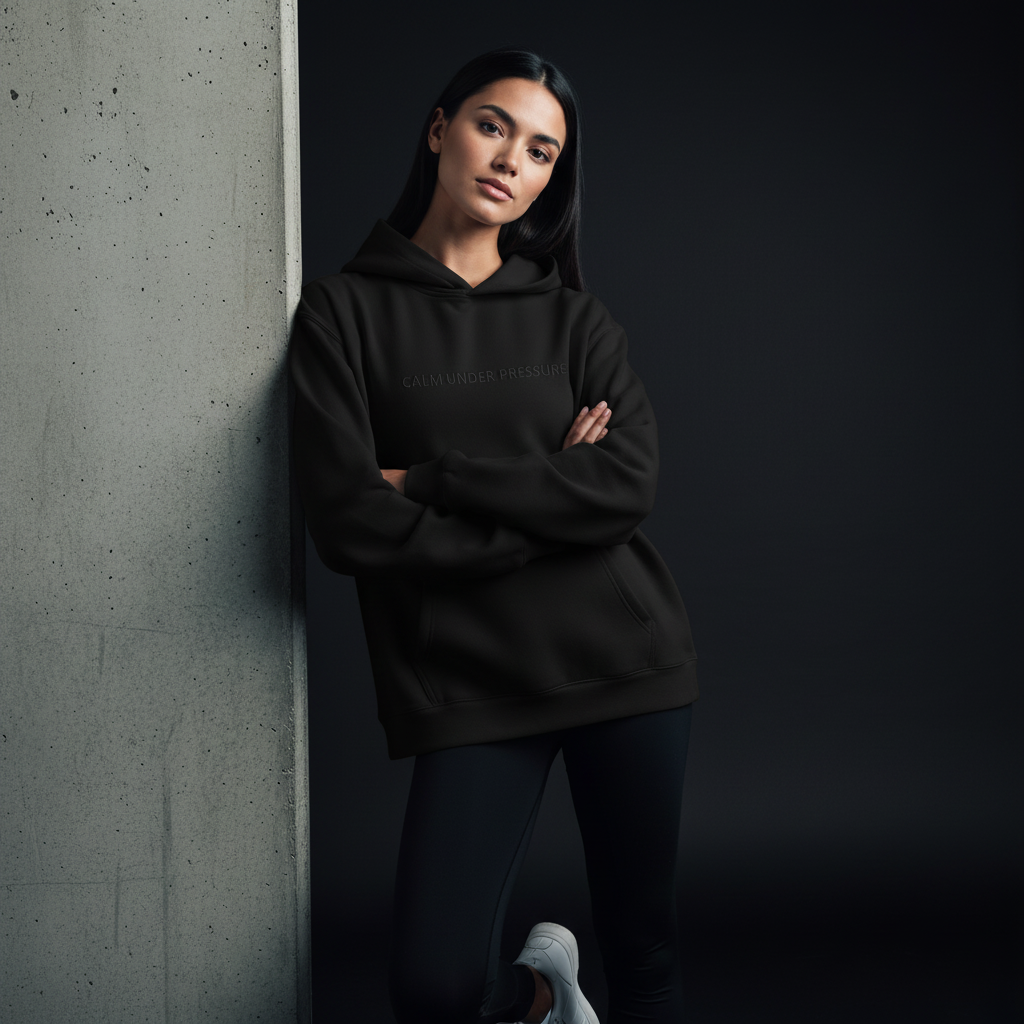 Calm Under Pressure — Embroidered Hoodie | Noir Collection