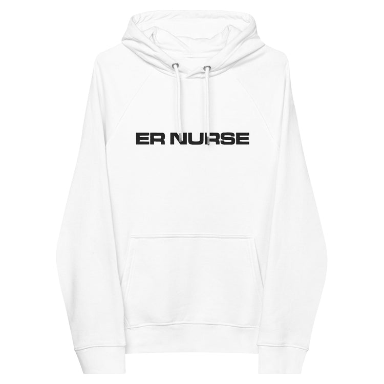 Minimalist Embroidered ER Nurse Unisex Eco Raglan Hoodie - MedTheories
