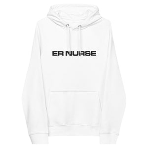 Minimalist Embroidered ER Nurse Unisex Eco Raglan Hoodie - MedTheories