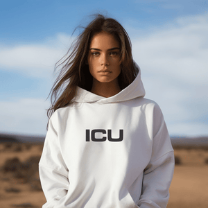 Minimalist Embroidered ICU Unisex Eco Raglan Hoodie - MedTheories