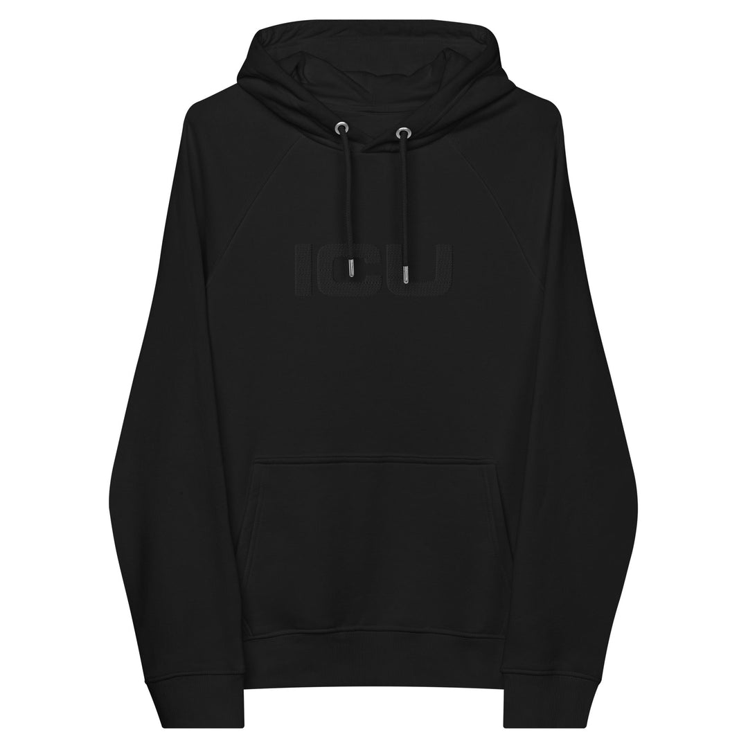 Minimalist Embroidered ICU Unisex Eco Raglan Hoodie - MedTheories