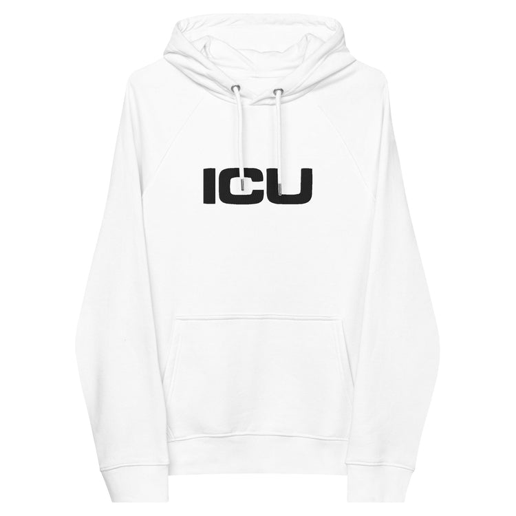 Minimalist Embroidered ICU Unisex Eco Raglan Hoodie - MedTheories