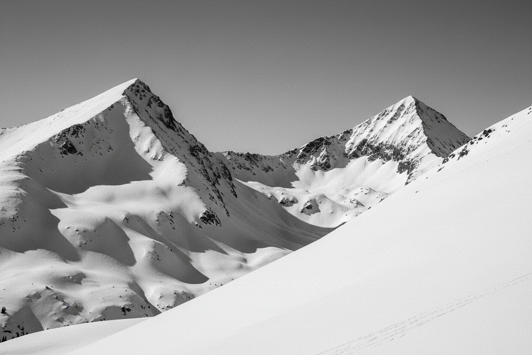 mountains in vail with snow and balck and white with minimalist look