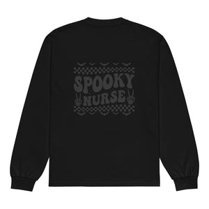 Peace Sign Spooky Nurse Premium Heavyweight Long Sleeve Shirt - MedTheories