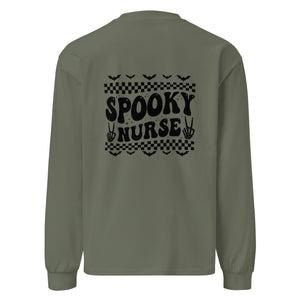 Peace Sign Spooky Nurse Premium Heavyweight Long Sleeve Shirt - MedTheories