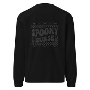 Peace Sign Spooky Nurse Premium Heavyweight Long Sleeve Shirt - MedTheories