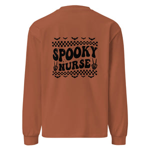 Peace Sign Spooky Nurse Premium Heavyweight Long Sleeve Shirt - MedTheories