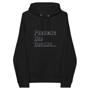 PHD Pursuing Her Dreams Unisex Eco Raglan Hoodie - MedTheories