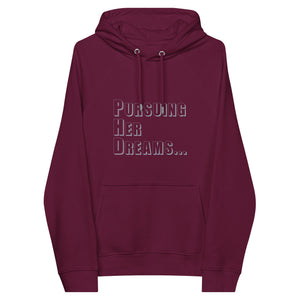 PHD Pursuing Her Dreams Unisex Eco Raglan Hoodie - MedTheories