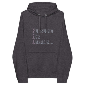 PHD Pursuing Her Dreams Unisex Eco Raglan Hoodie - MedTheories