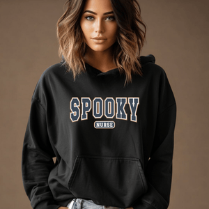 Spooky Nurse Unisex Eco Raglan Hoodie - MedTheories