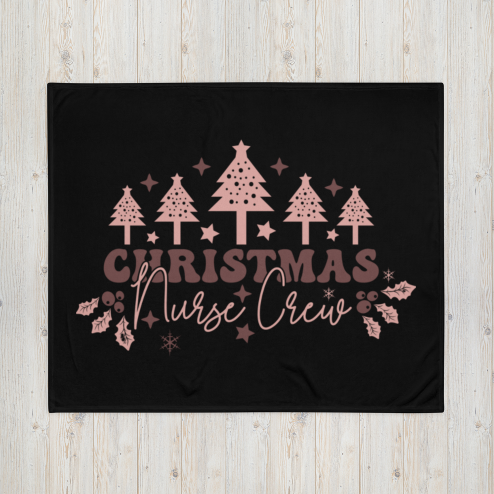 Christmas Pink Nurse Crew Throw Blanket