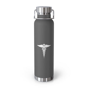 White Caduceus Copper Vacuum Insulated Bottle, 22oz - MedTheories