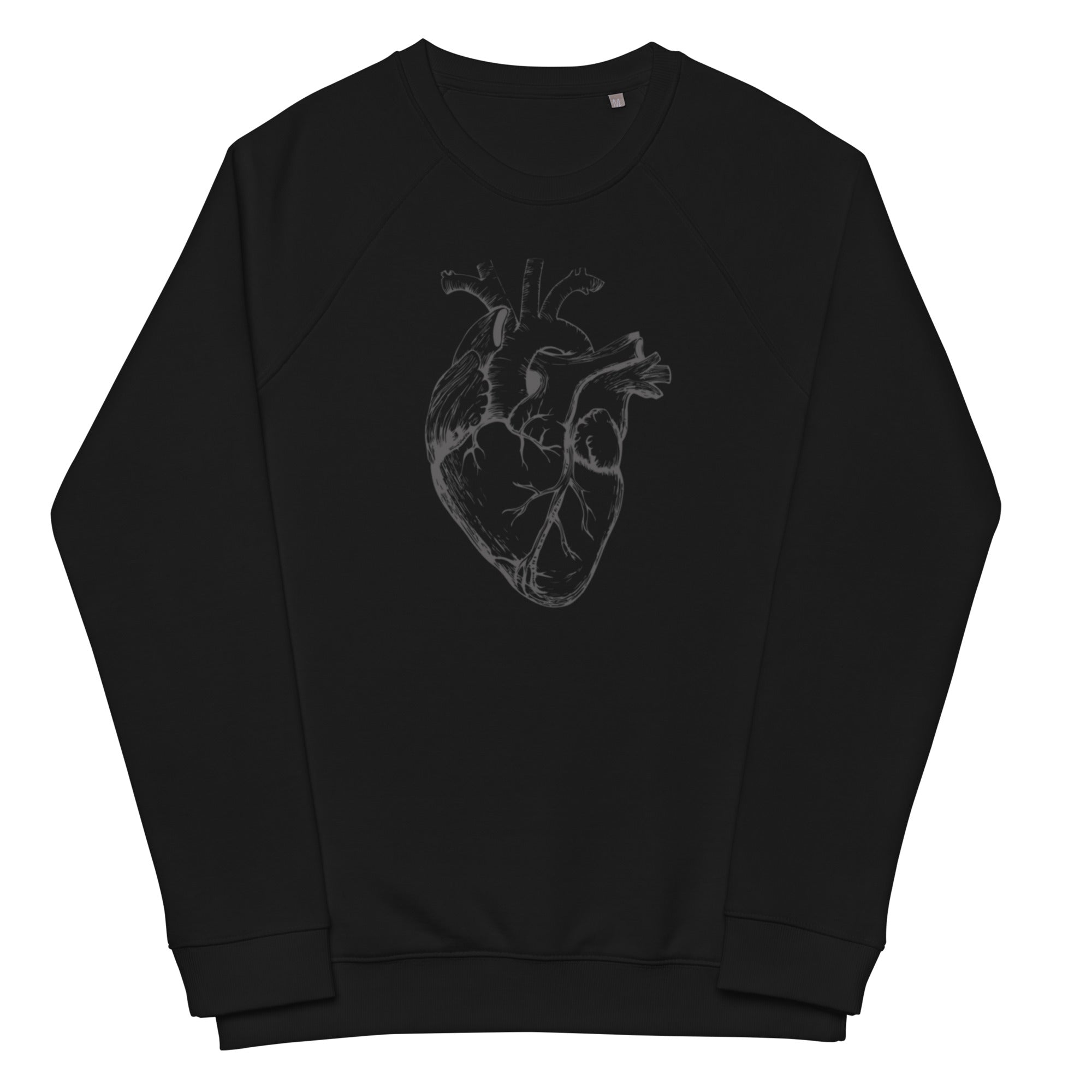 Anatomy Of A Heart Unisex Organic Raglan Sweatshirt - MedTheories