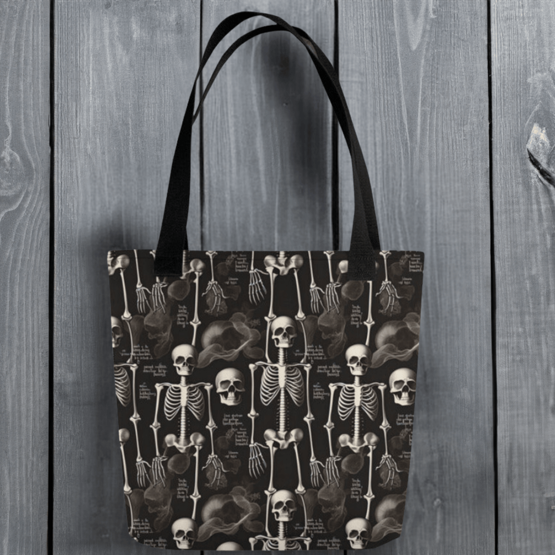 Black Vintage Skeleton Tote Bag - MedTheories