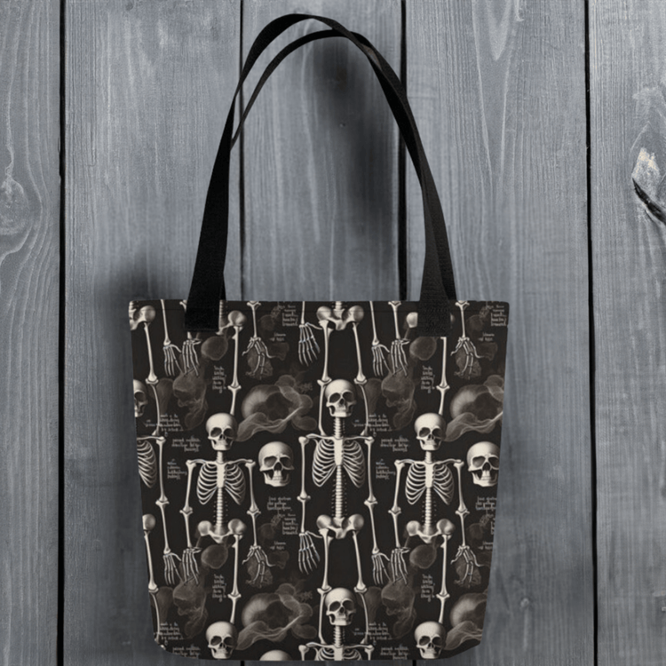 Black Vintage Skeleton Tote Bag - MedTheories