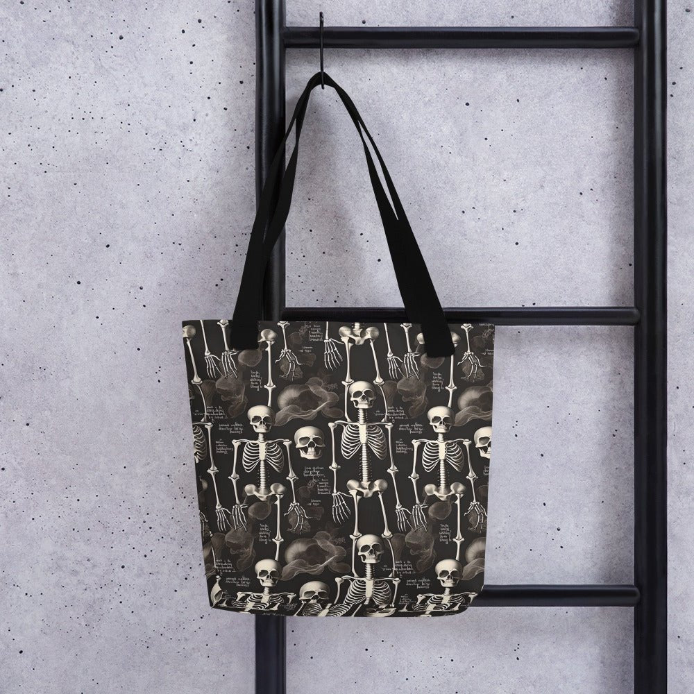 Black Vintage Skeleton Tote Bag - MedTheories