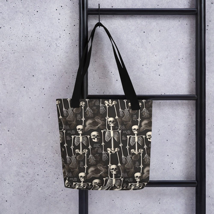 Black Vintage Skeleton Tote Bag - MedTheories