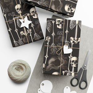 Black Vintage Skeletons Gift Wrap Papers - MedTheories