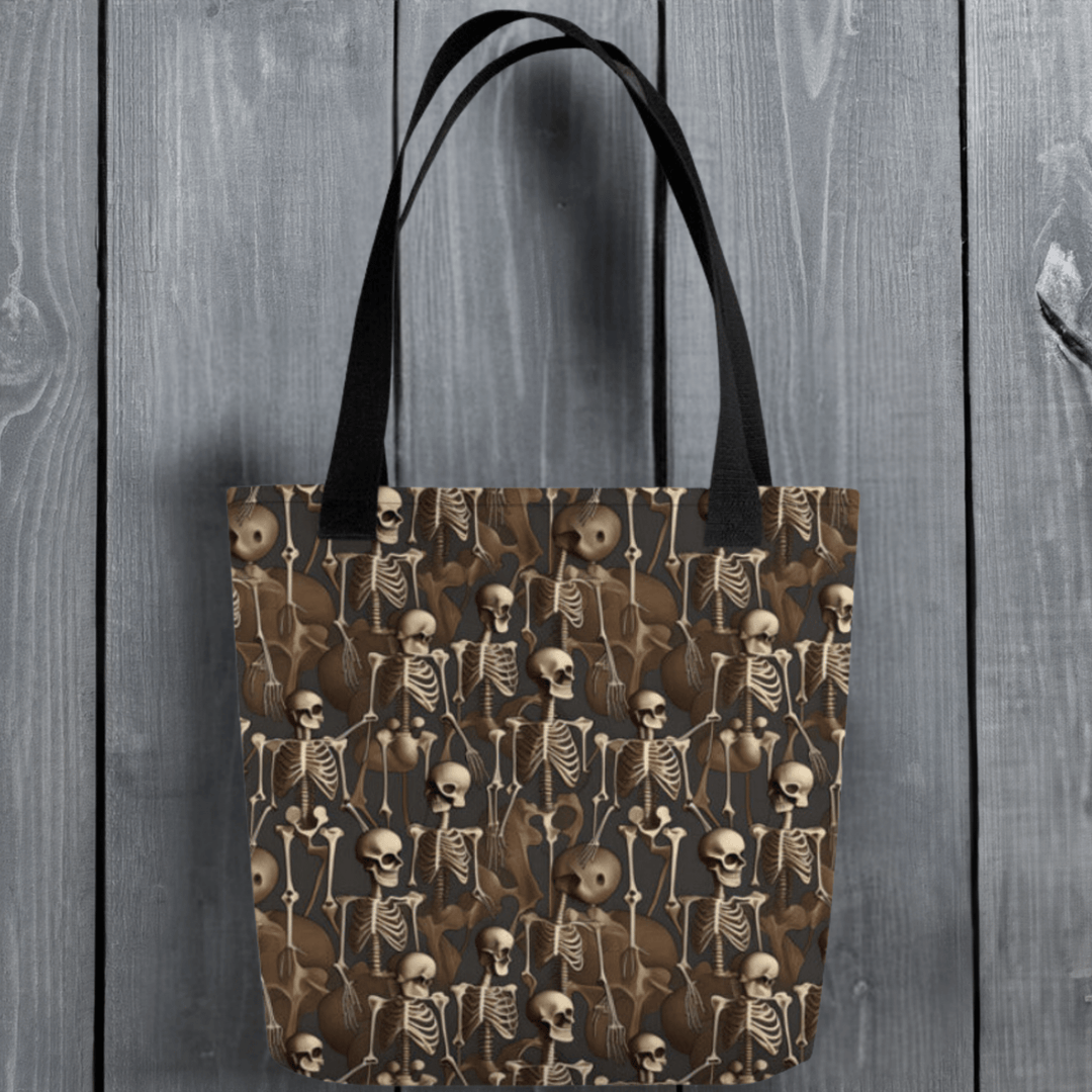 Brown Vintage Skeletons Tote Bag - MedTheories