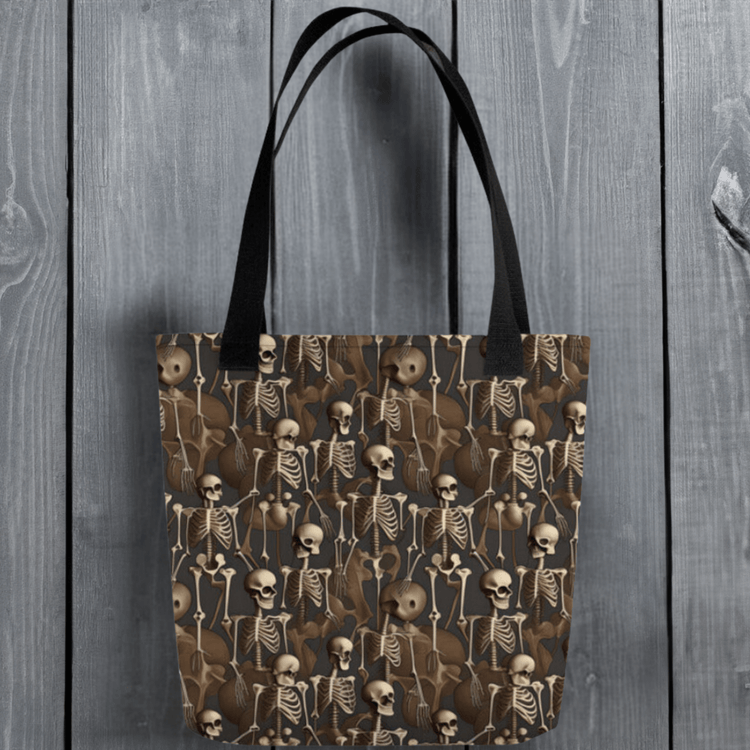 Brown Vintage Skeletons Tote Bag - MedTheories