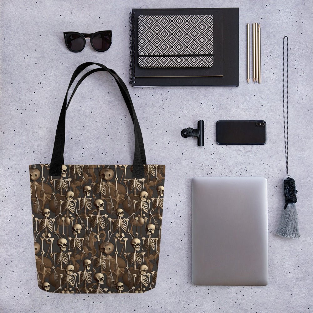 Brown Vintage Skeletons Tote Bag - MedTheories