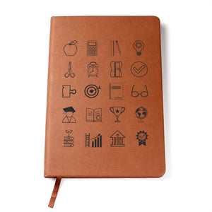 Education Icon Graphic Leather Journal - MedTheories