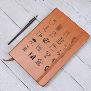 Education Icon Graphic Leather Journal - MedTheories