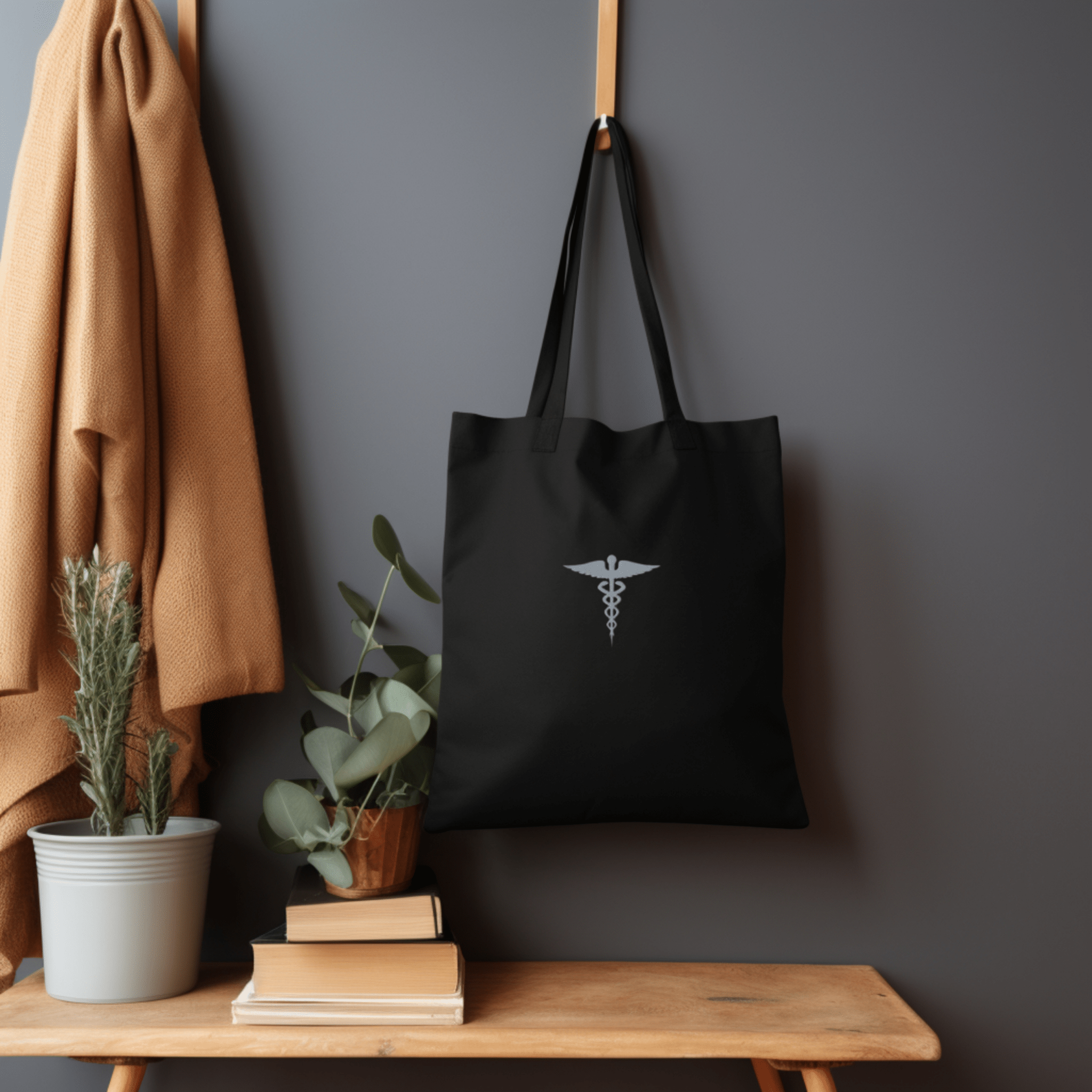 Embroidered Caduceus Eco Tote Bag - MedTheories
