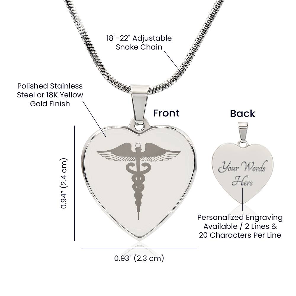 Engravable Caduceus Symbol Necklace - MedTheories