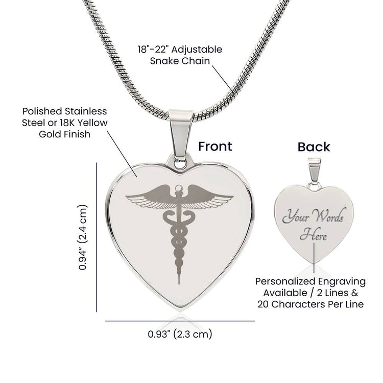 Engravable Caduceus Symbol Necklace - MedTheories