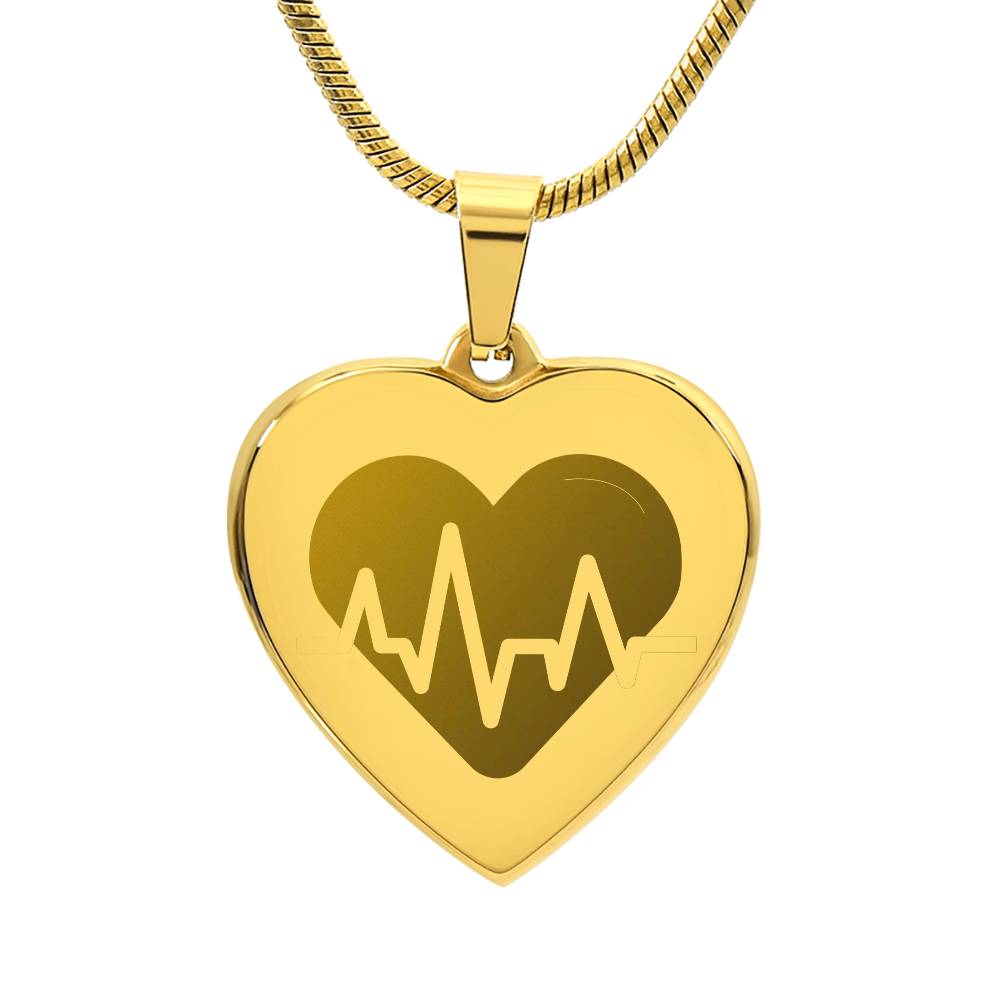 Engravable EKG Heart Necklace - MedTheories